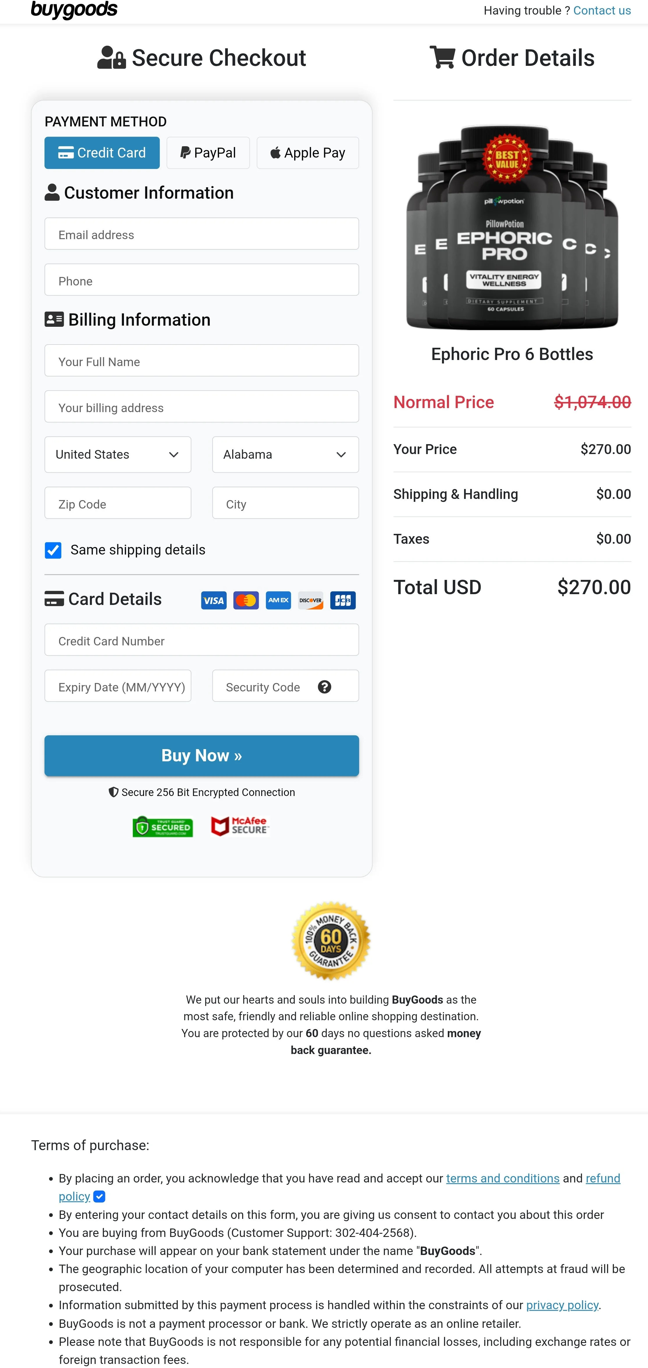 Ephoric Pro order form